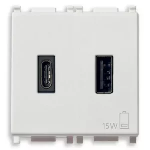 14295 Ac Vimar Serie Civili Tradizionali Alimentatore Usb Ac 15w 3a 5v 2m Bianco.108846